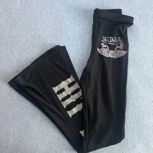 Von Dutch Black Winged Logo Pants